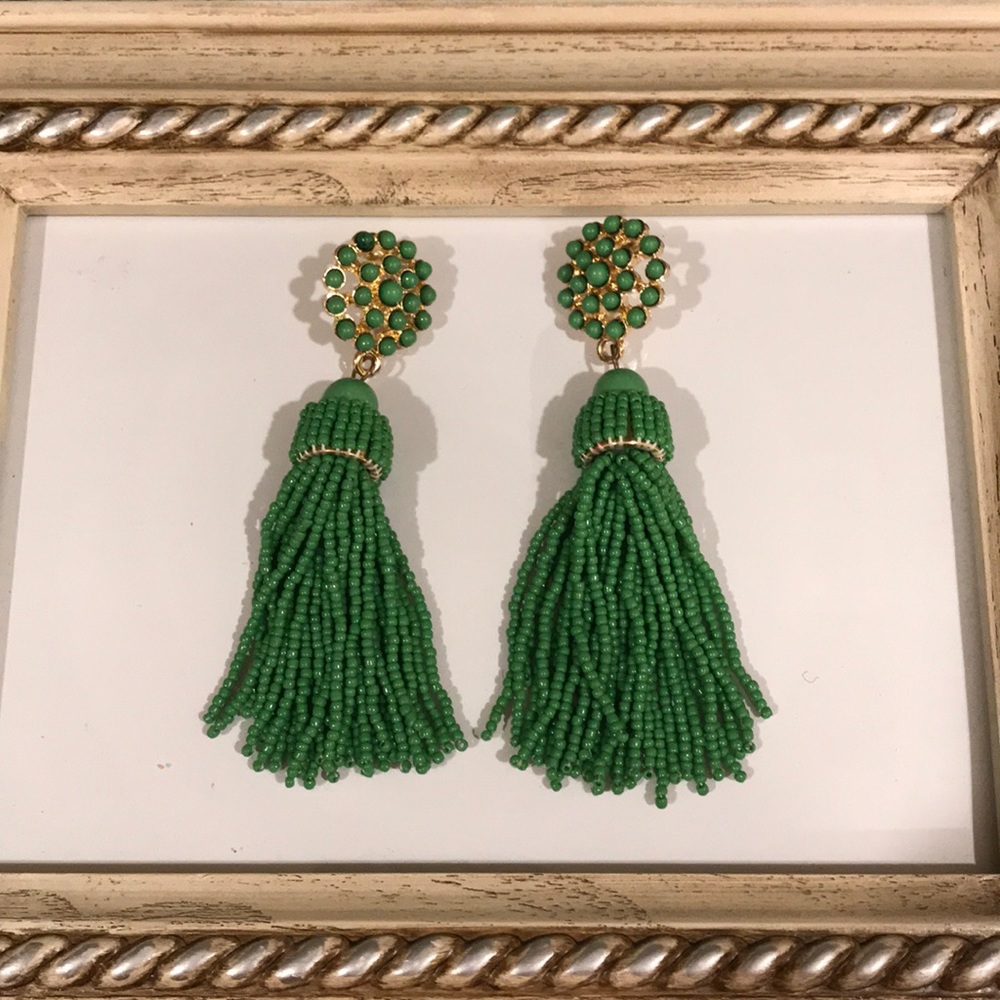 Green Tassel Earrings
